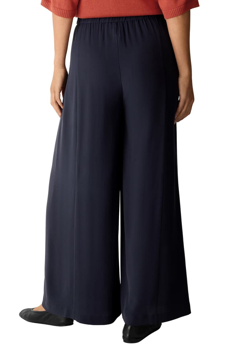 Eileen Fisher Pull-On Satin Wide Leg Pants, Alternate, color, Ink