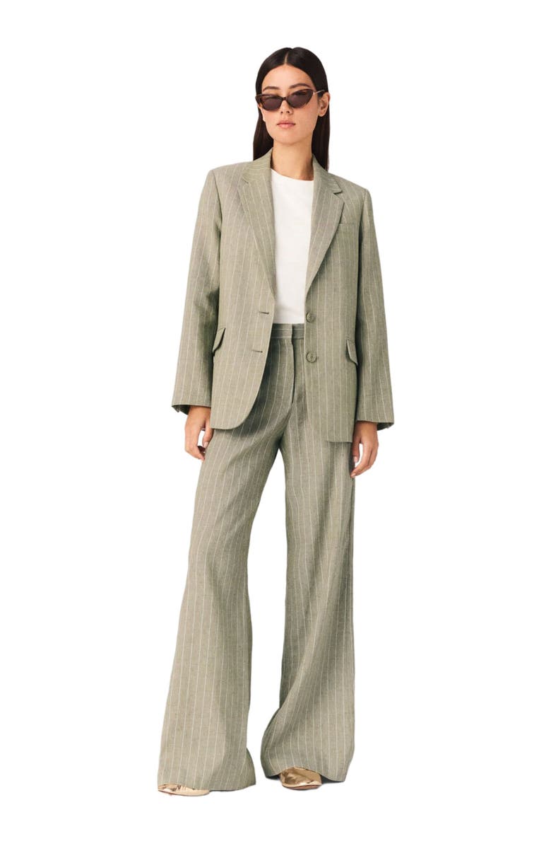 maje Linen-blend suit trousers, Alternate, color, Khaki