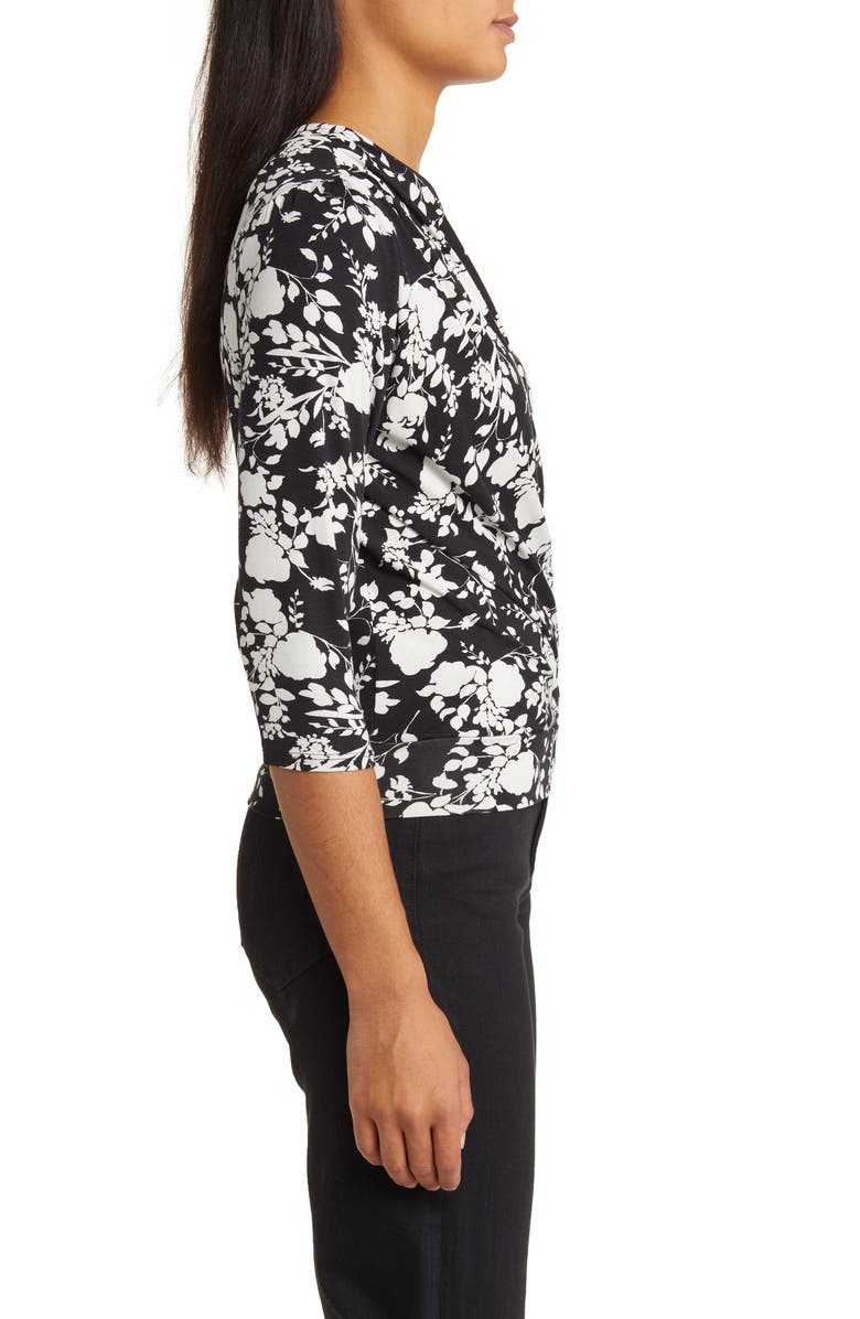 Loveappella Faux Tie Wrap Top, Alternate, color, Black/ Ivory