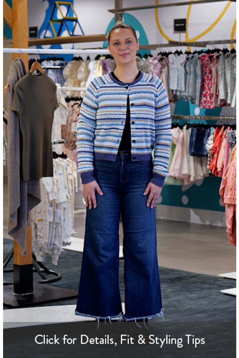 Stripe Pointelle Knit Button Front Cotton Cardigan video