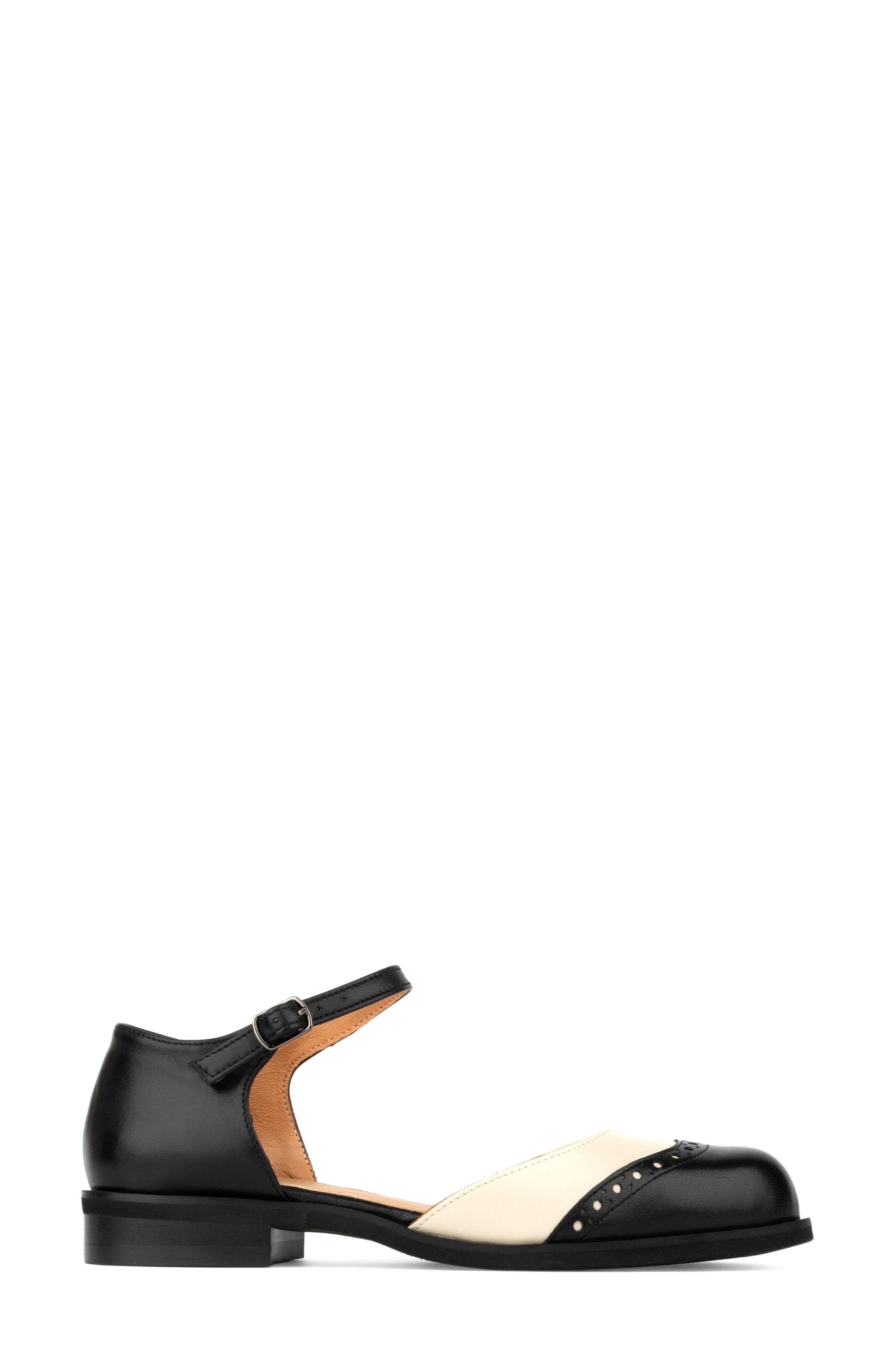 Gigot Ankle Strap Flat, Alternate, color, BLACK