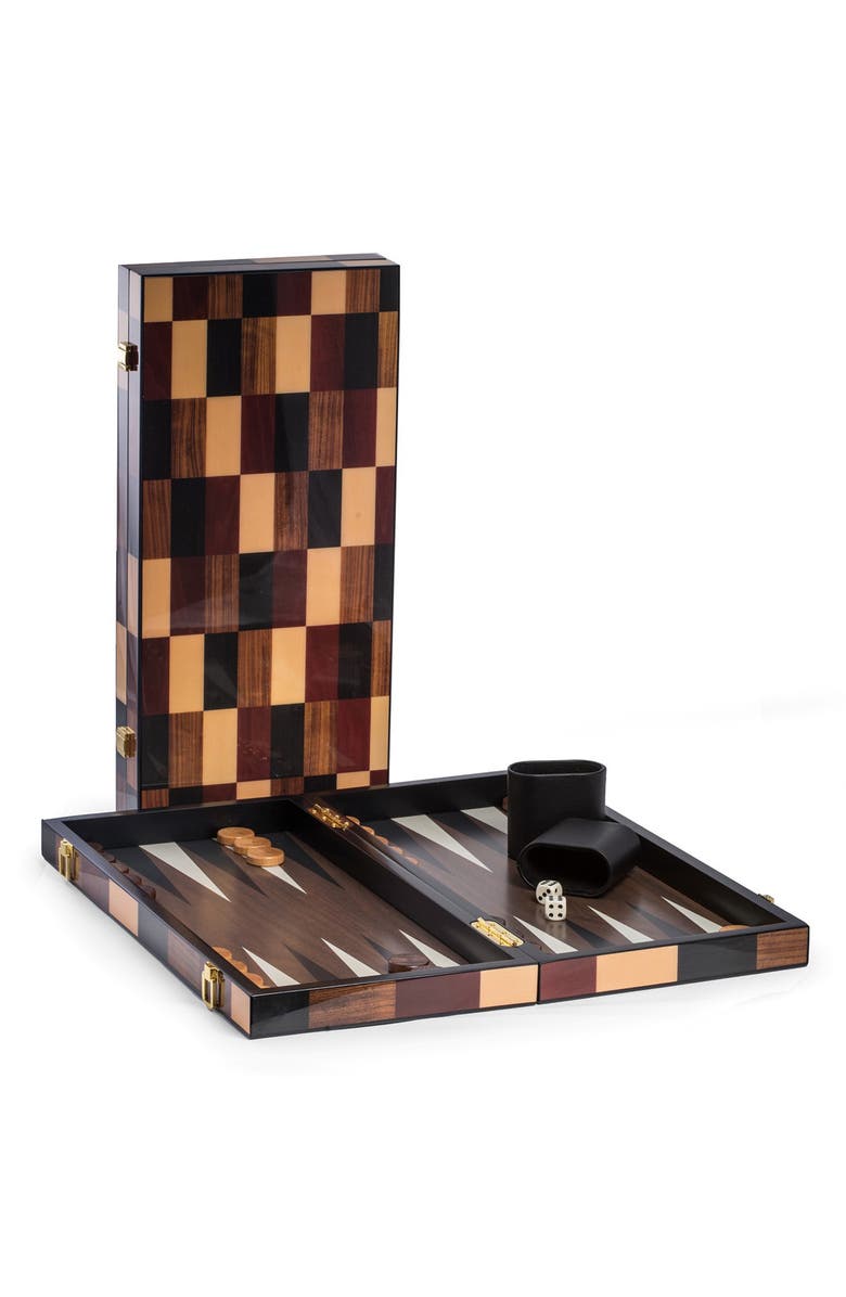 Bey-Berk Art Deco Design 18" Backgammon Set, Alternate, color, Black/ Gray