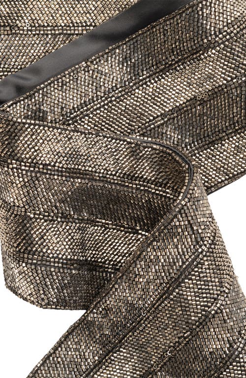 Ralph Lauren Lauren Beaded Skinny Scarf In Pewter