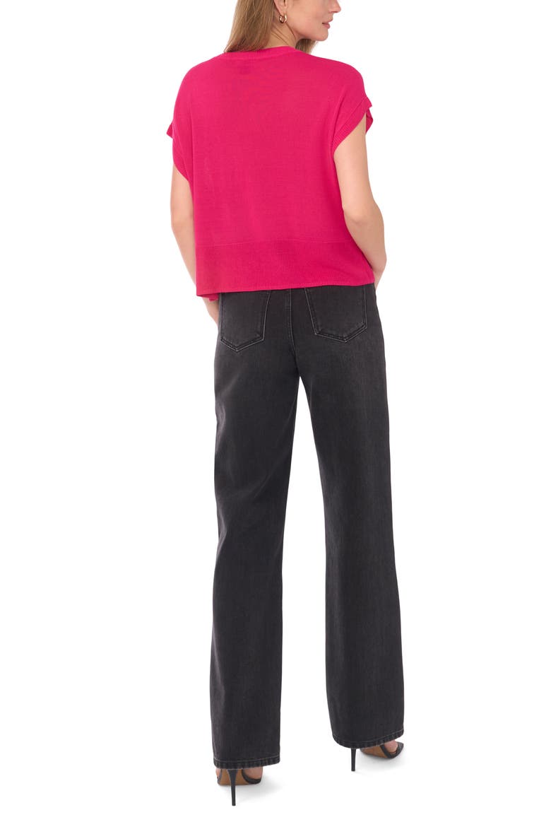 Crewneck Rib Sweater Top, Alternate, color, ELECTRIC PINK