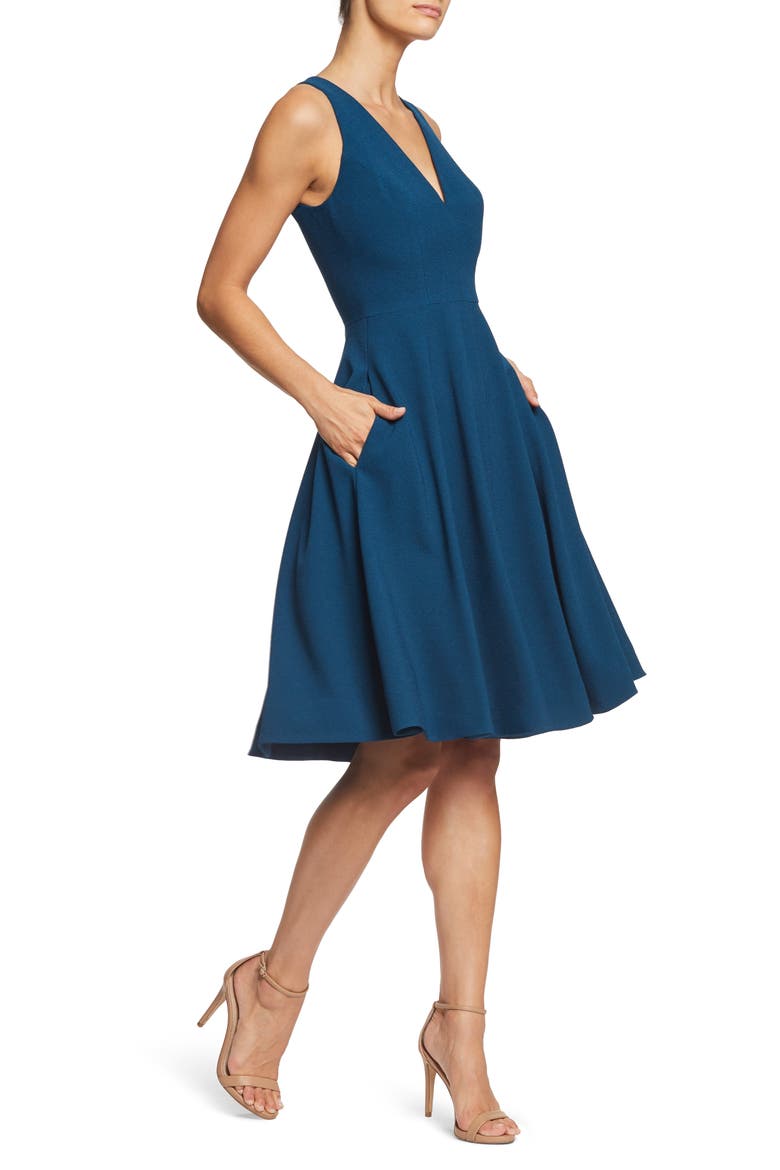 Catalina Fit & Flare Cocktail Dress, Alternate, color, PEACOCK BLUE