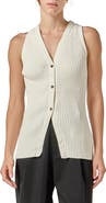 English Factory Rib Knit Button-Up Vest