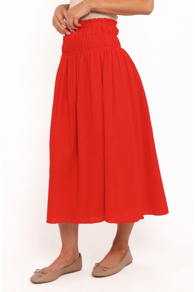 Mattea Smock Waist Cotton Gauze Maxi Skirt, Alternate, color, RED