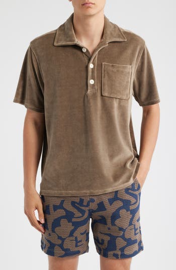 Oas Velour Polo In Brown