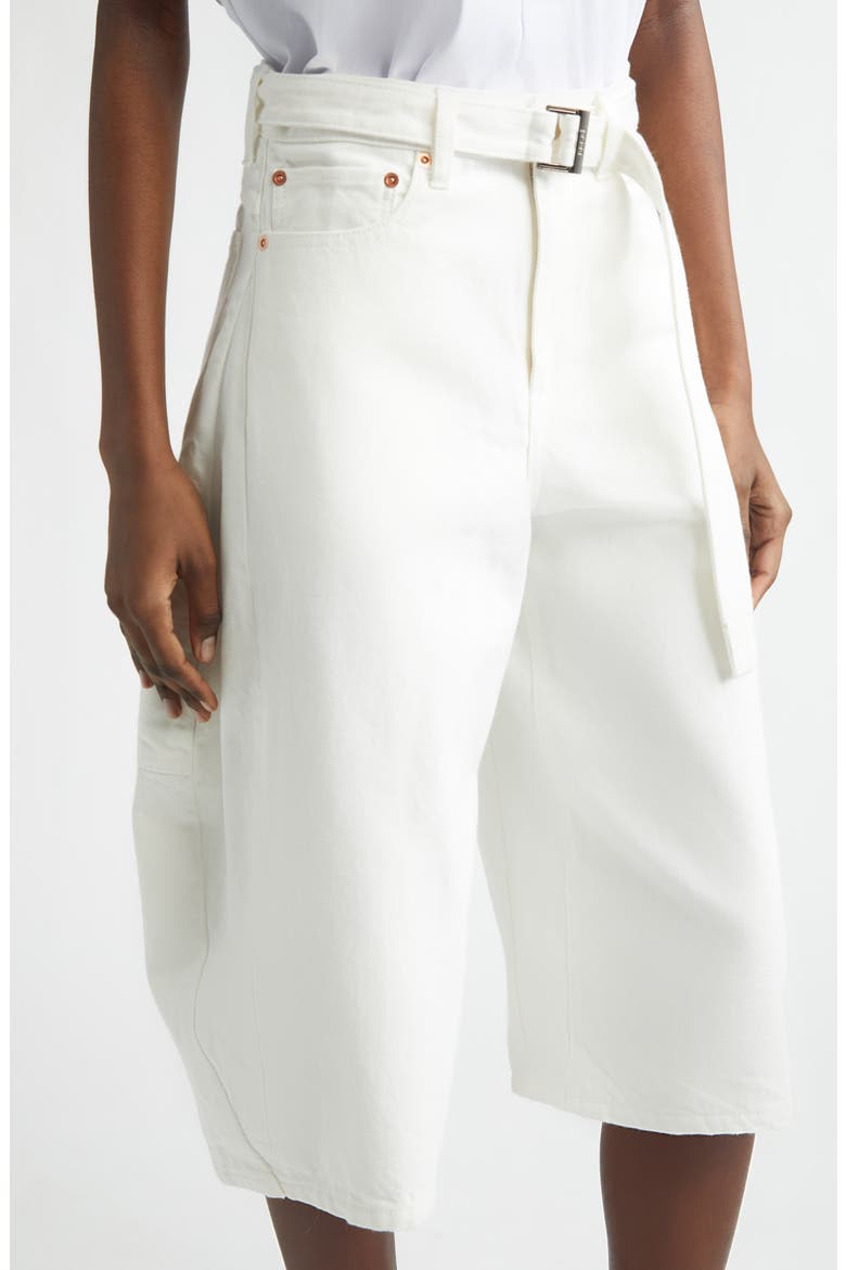Belted Crop Denim Barrel Leg Jeans, Alternate, color, OFF WHITE