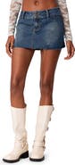 EDIKTED Donnie Raw Hem Denim Miniskirt