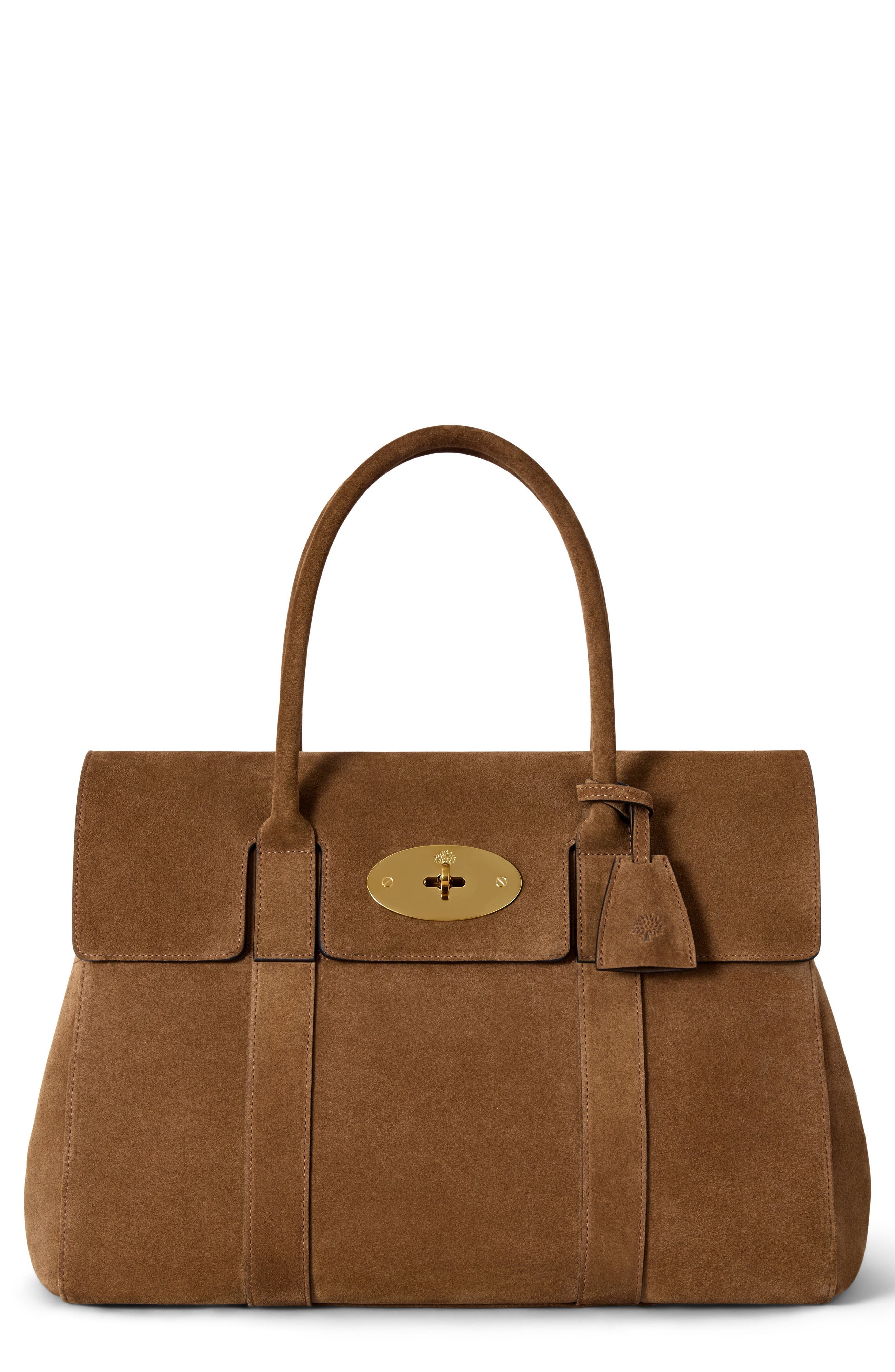 Bayswater Suede Satchel, Main, color, VINTAGE OAK
