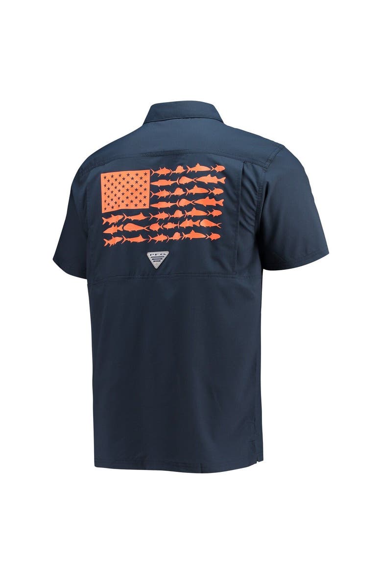 Men's Columbia PFG Navy Auburn Tigers Slack Tide Camp Button-Up Shirt, Alternate, color, Navy