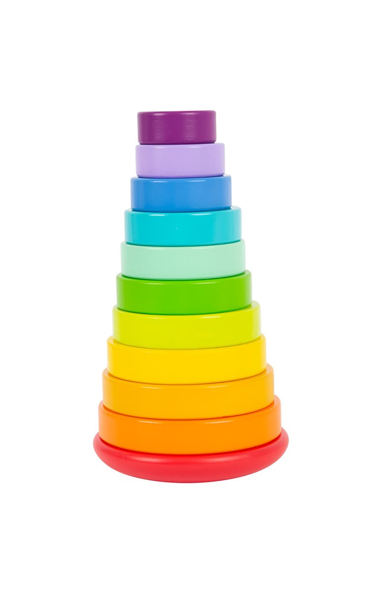Legler USA Small Foot Wooden Toys Large Stacking Rainbow Tower 12+ months, Alternate, color, Multicolored