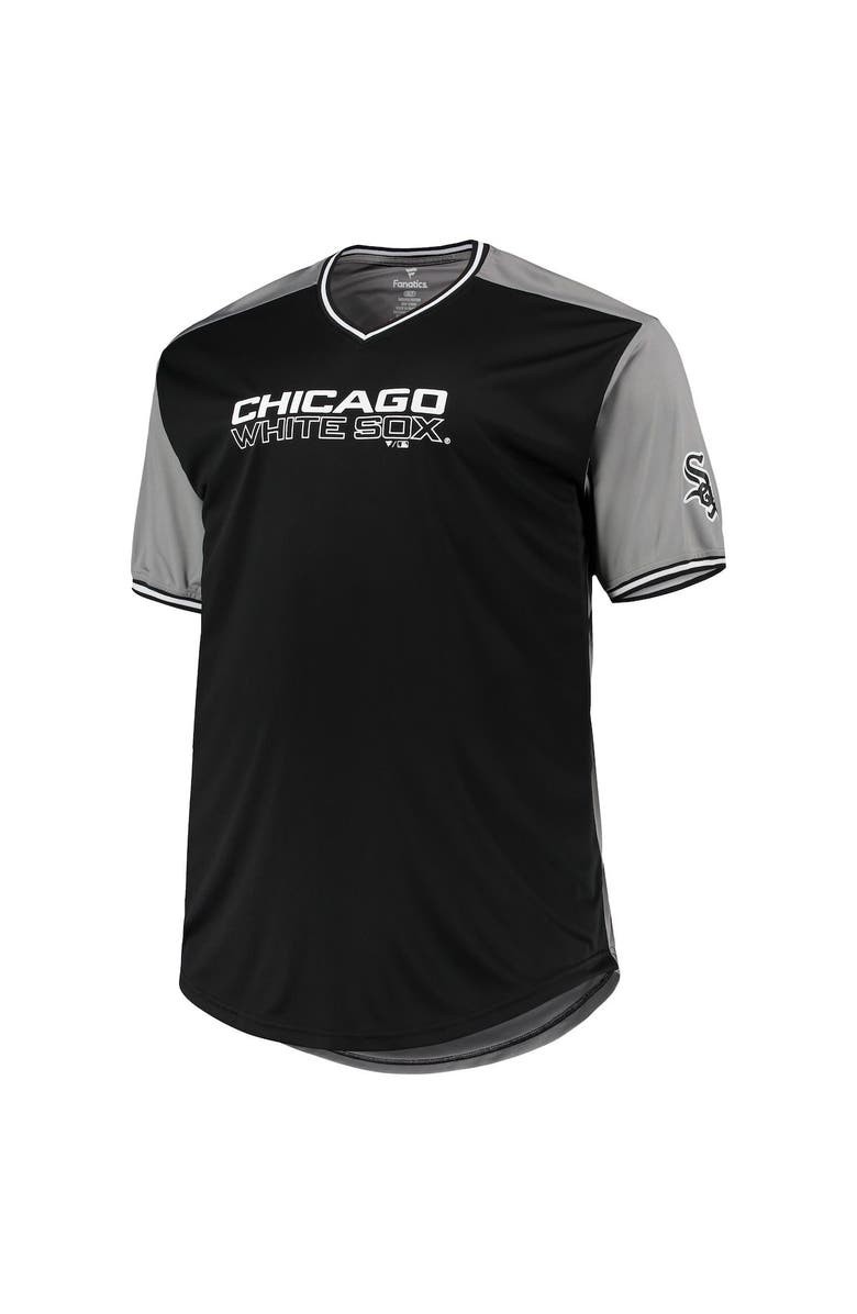 PROFILE Men's Black/Gray Chicago White Sox Solid V-Neck T-Shirt, Alternate, color, 