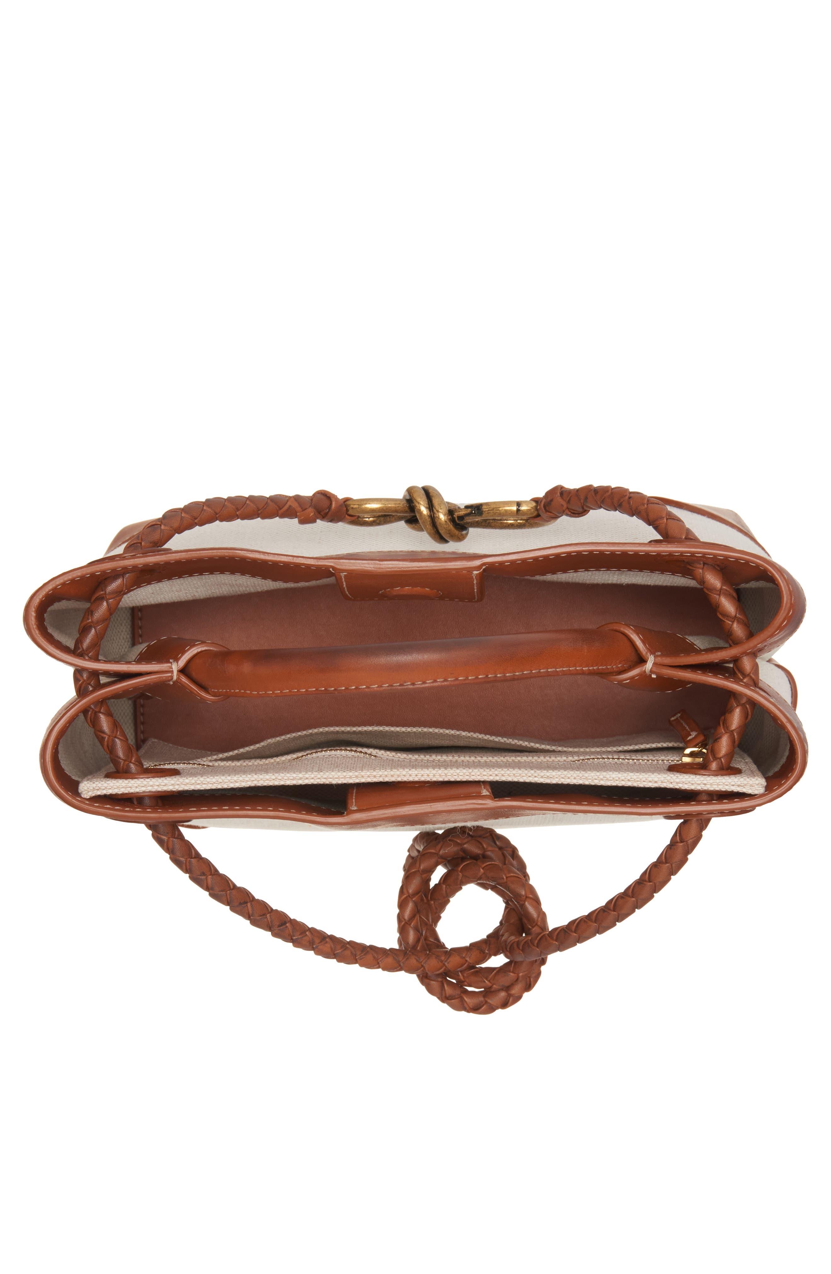 Bottega Veneta Small Andiamo Canvas Shoulder Bag, Alternate, color, Brown