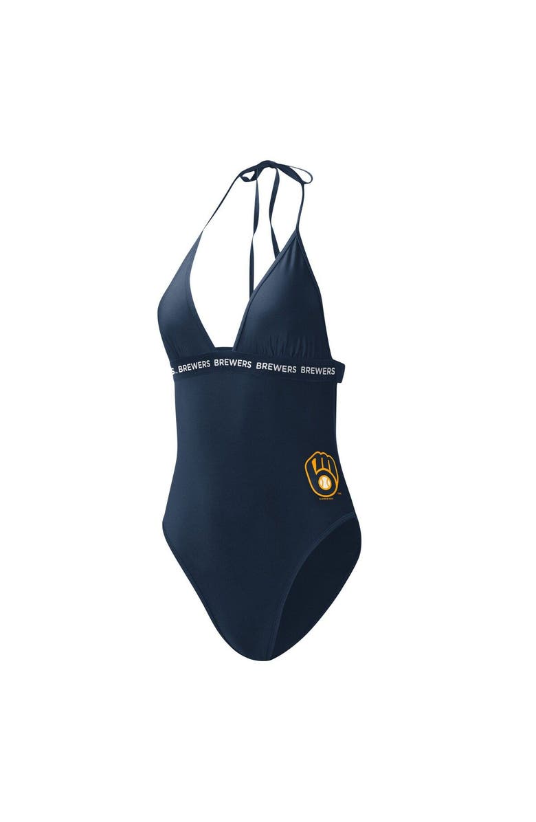 G-III 4HER BY CARL BANKS Women's G-III 4Her by Carl Banks Navy Milwaukee Brewers Full Count One-Piece Swimsuit, Alternate, color, Navy