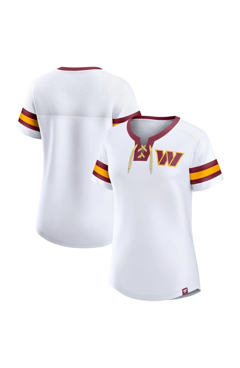 FANATICS Women's Fanatics Branded White Washington Commanders Sunday Best Lace-Up T-Shirt, Main, color,