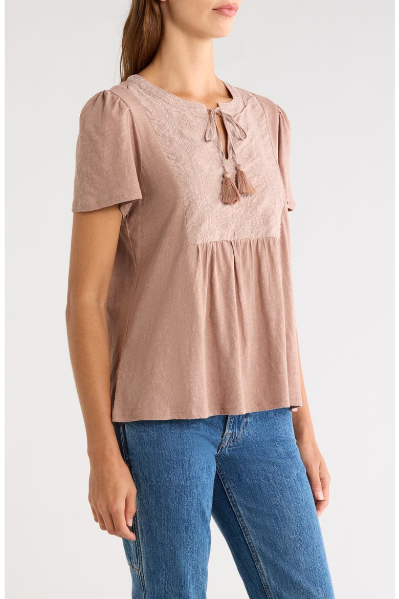 Embroidered Peasant Top, Alternate, color, ADOBE ROSE