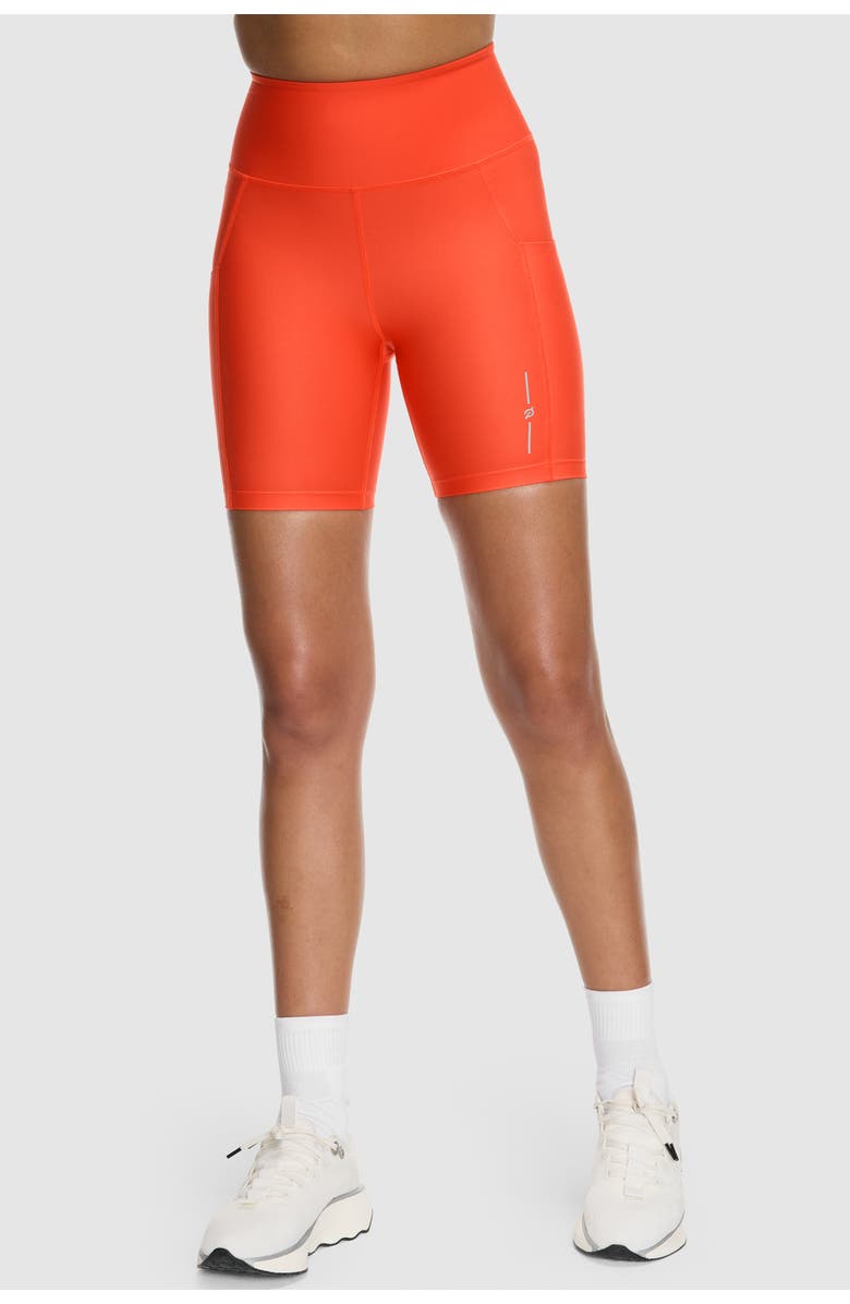 Peloton PaceForm Performance Pocket Run Short 7", Main, color, Cherry Tomato