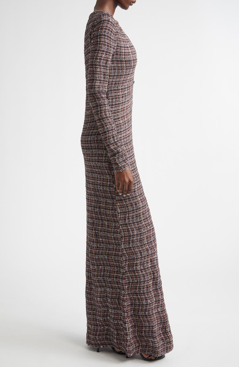 Missoni Long Sleeve Sequin Check Wool Blend Dress, Alternate, color, Pink And Brown Tones