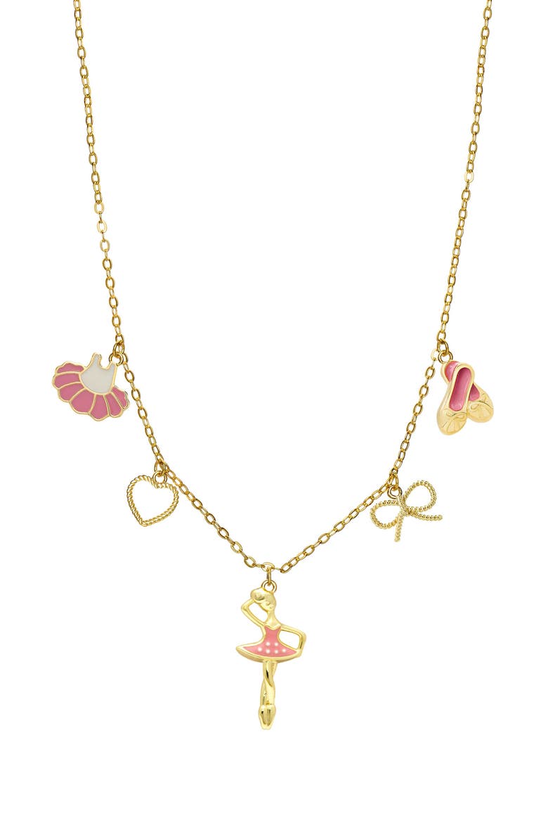 Kids' Ballet Enamel Charm Necklace, Main, color, GOLD