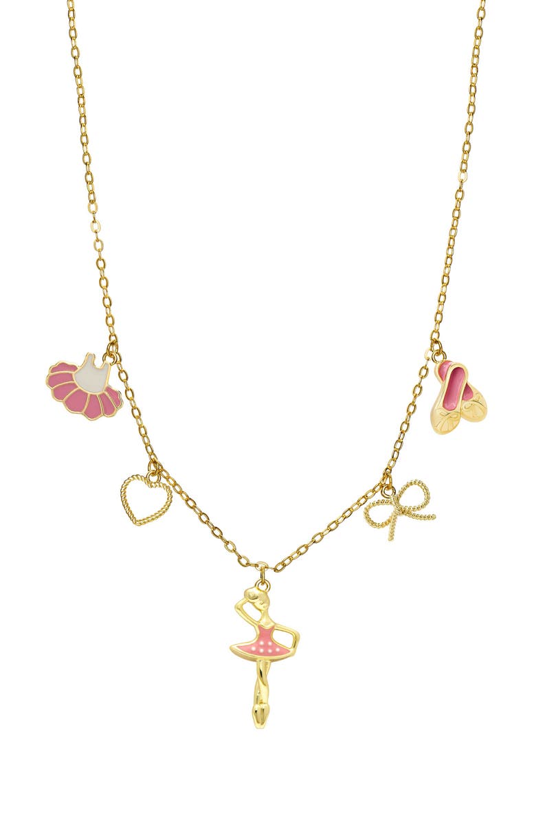 Lily Nily Kids' Ballet Enamel Charm Necklace, Main, color, Gold