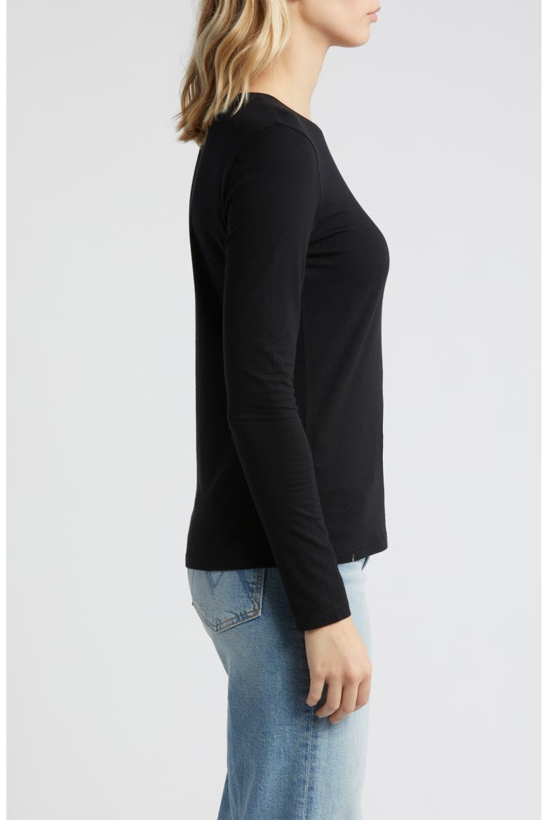 Crewneck Long Sleeve T-Shirt, Alternate, color, BLACK
