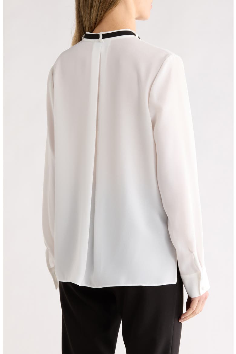 Contrast Tie V-Neck Long Sleeve Top, Alternate, color, IVORY