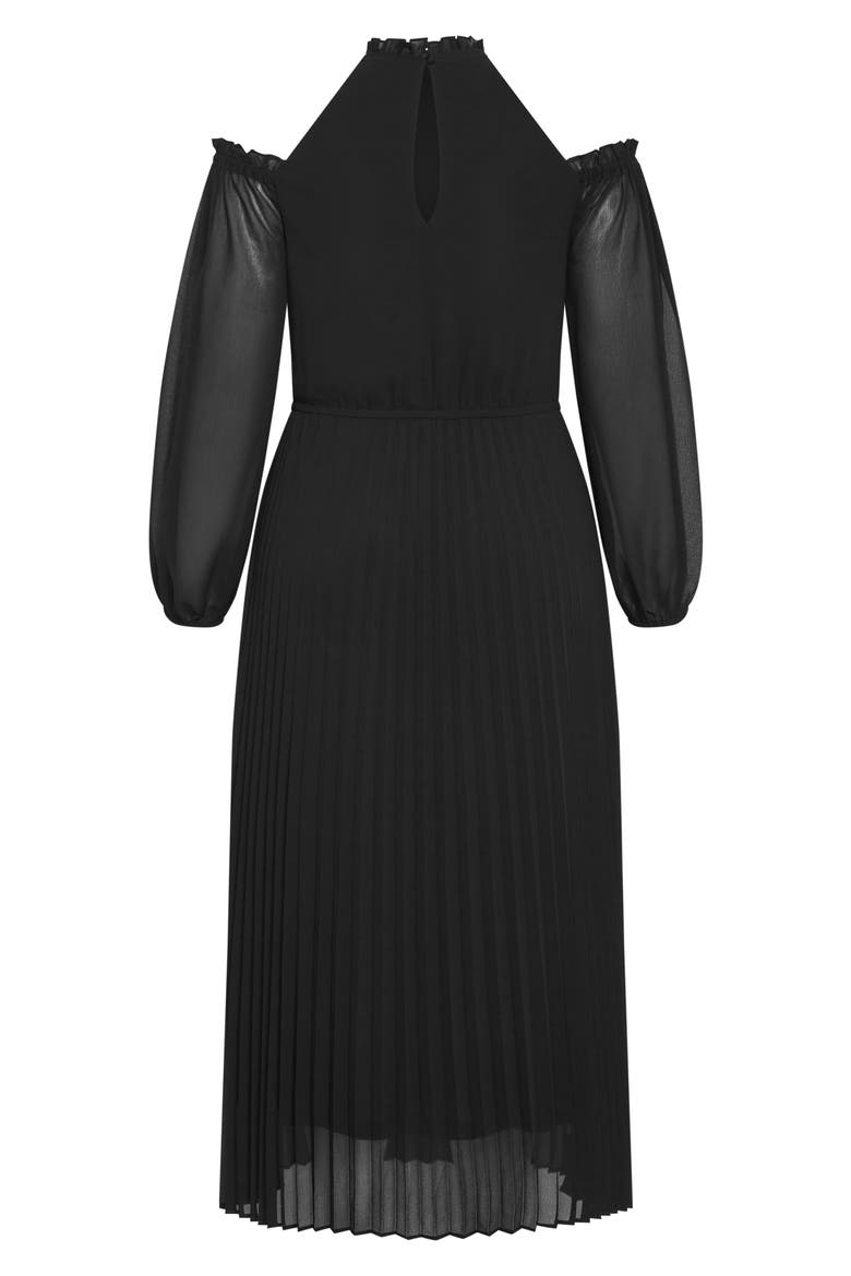 Promise Ruffle Pleated Long Sleeve Maxi Dress, Alternate, color, BLACK