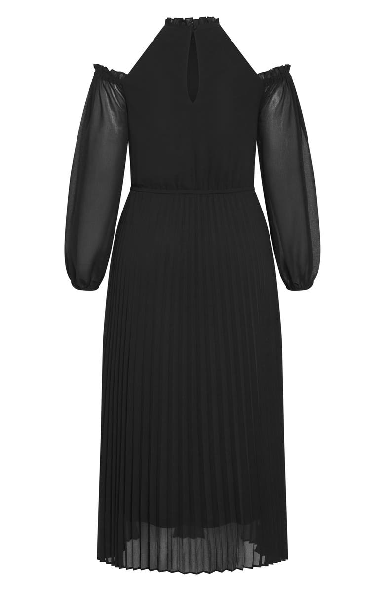 City Chic Promise Ruffle Pleated Long Sleeve Maxi Dress, Alternate, color,