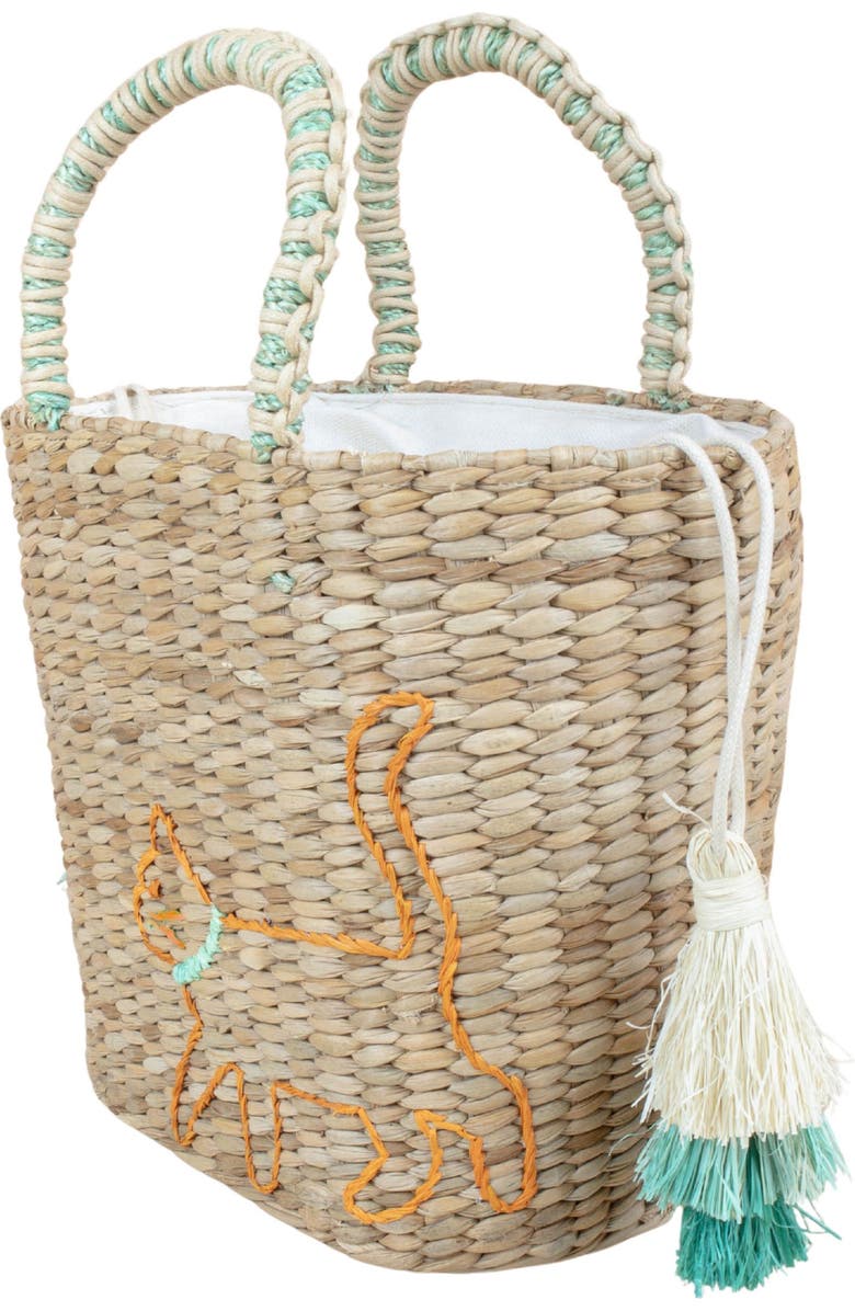 LIKHA Cat Embroidered Tote Bag, Alternate, color, Natural