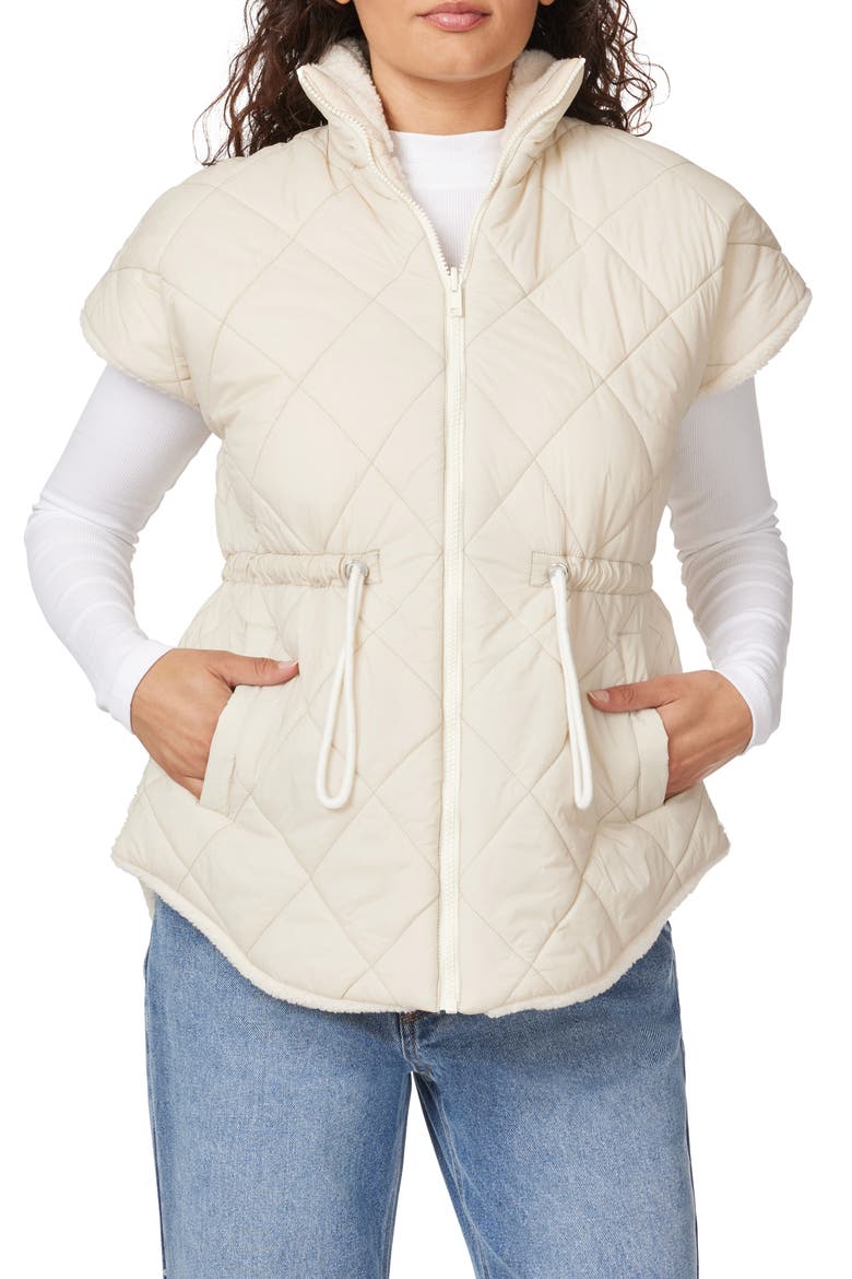 Reversible Fleece Quilted Vest, Main, color, NATURAL