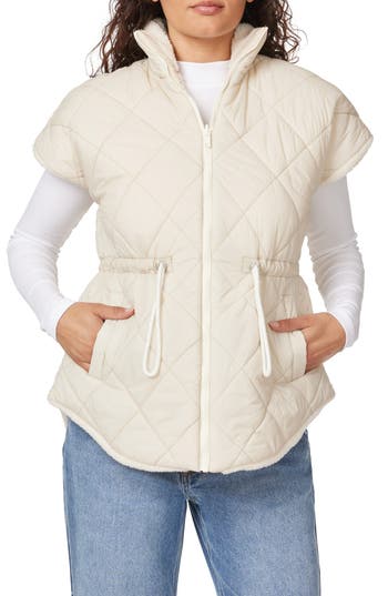 Kensie Reversible Fleece Quilted Vest In White