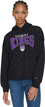 TOMMY JEANS Women's Tommy Jeans Black Sacramento Kings Stella Cropped Pullover Hoodie