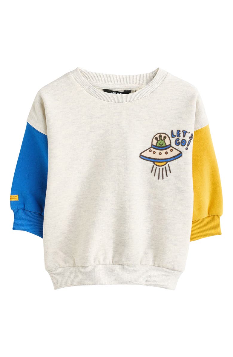 NEXT Kids' Colorblock UFO Graphic Sweatshirt, Main, color, Grey