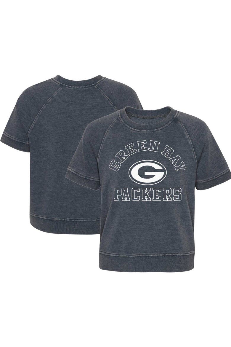 Girls Juniors Heather Charcoal Green Bay Packers Cheer Squad Raglan T-Shirt, Main, color, Heather Charcoal