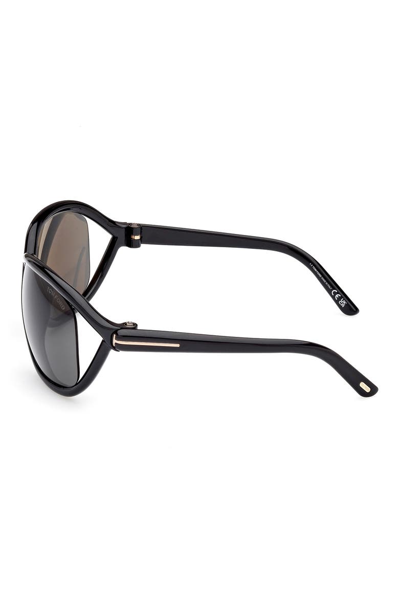 68mm Gradient Square Sunglasses, Alternate, color, SHINY BLACK / SMOKE