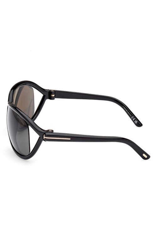 Tom Ford 68mm Gradient Square Sunglasses In Shiny Black/smoke
