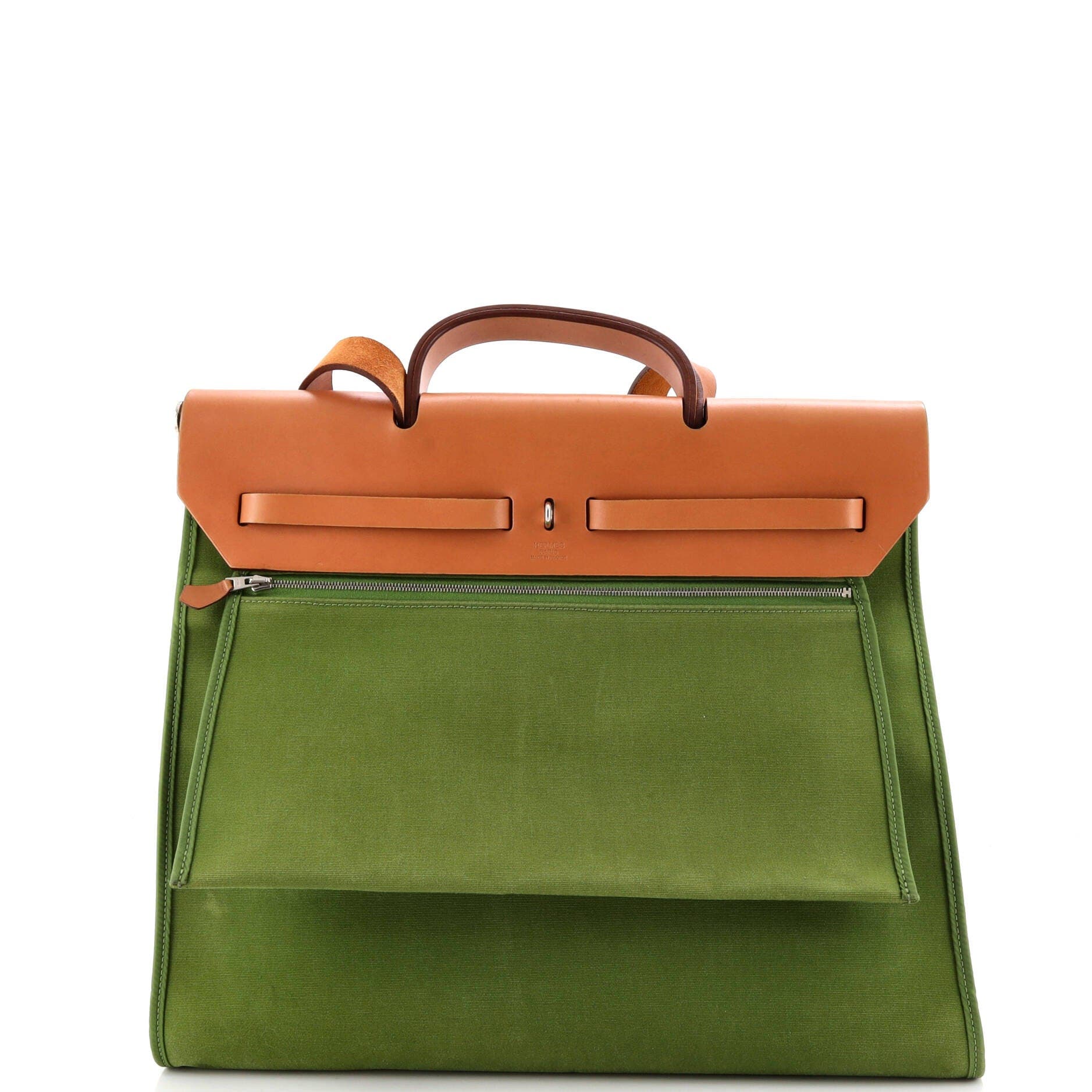 Herbag Zip Leather and Toile 39, Alternate, color, Green