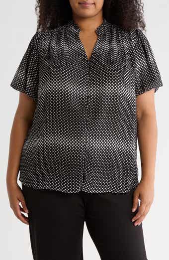 Adrianna Papell Short Sleeve Button-Up Top