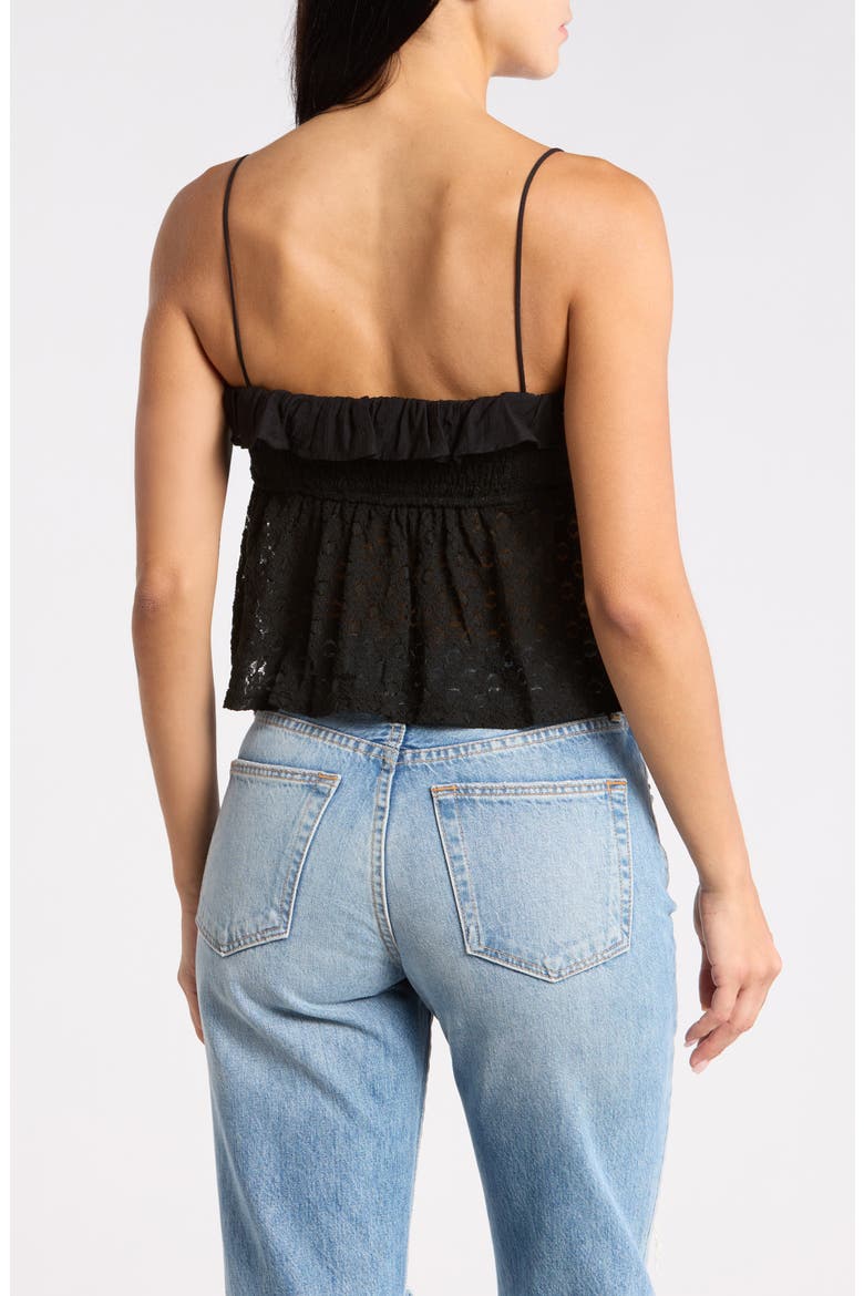 Mixed Media Babydoll Top, Alternate, color, BLACK