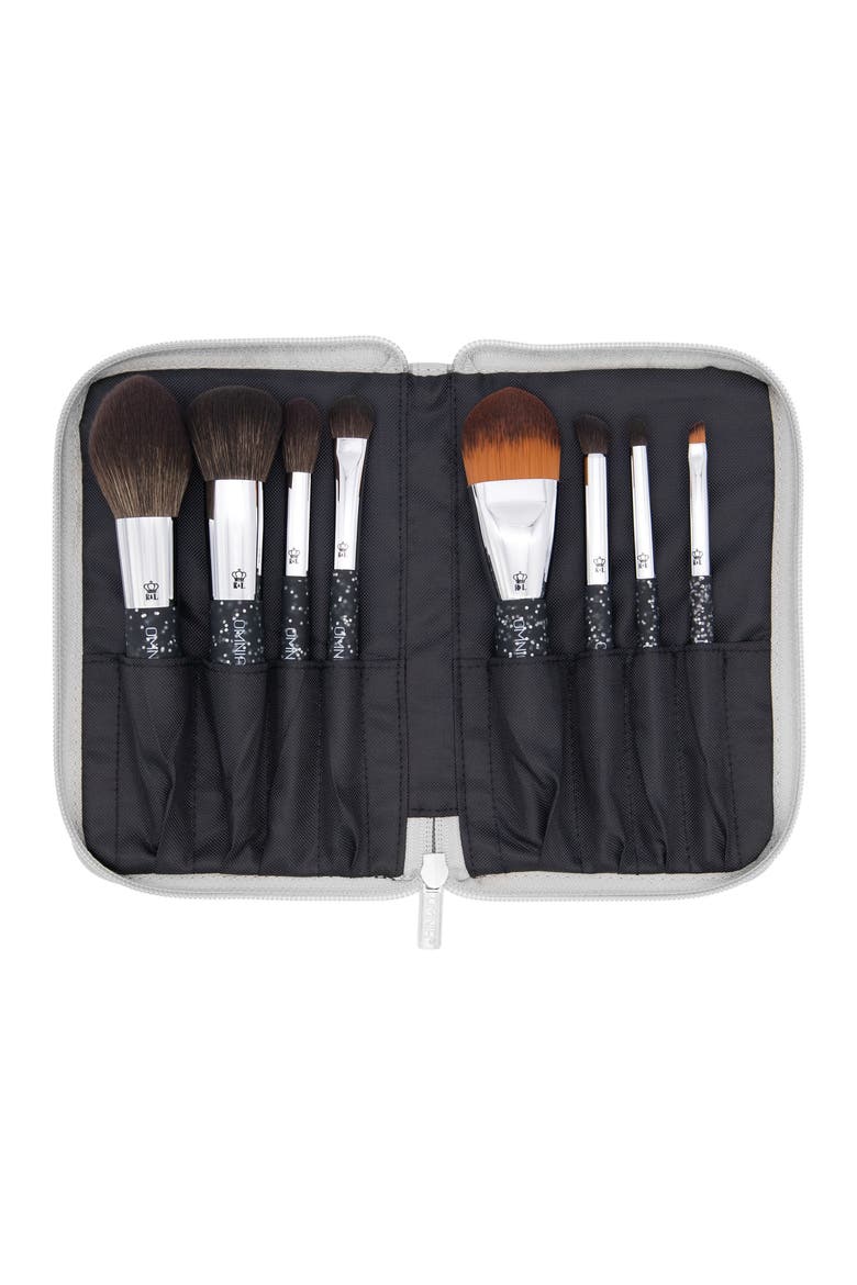 Pro Glitter Travel 8pc Makeup Brush Set, Main, color, Black