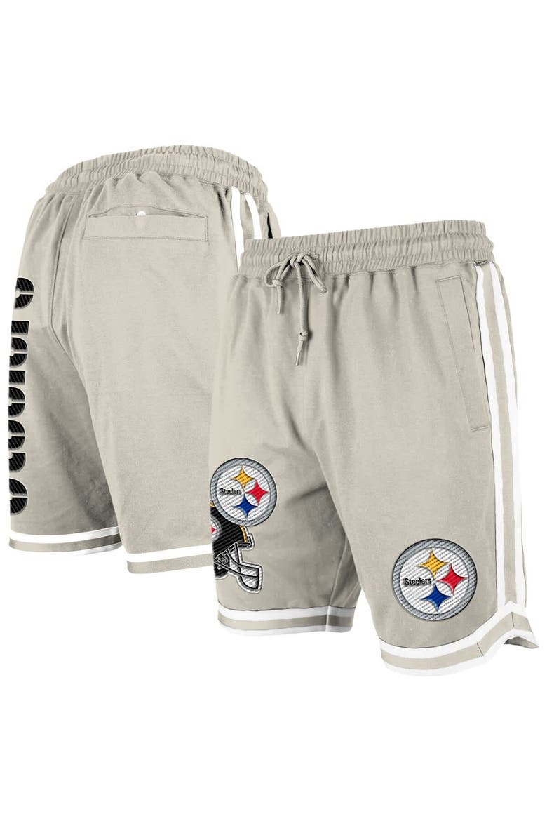 Men's New Era Light Beige Pittsburgh Steelers Stone Multi Patch Shorts, Main, color, Light Beige