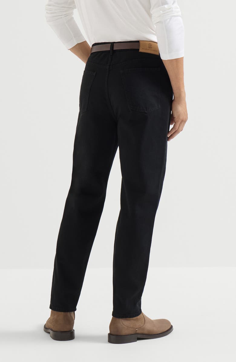 Brunello Cucinelli Garment-dyed denim iconic fit five-pocket trousers, Alternate, color, Black