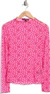 LUV BETSEY Flocked Funnel Neck Top