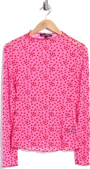 LUV BETSEY Flocked Funnel Neck Top