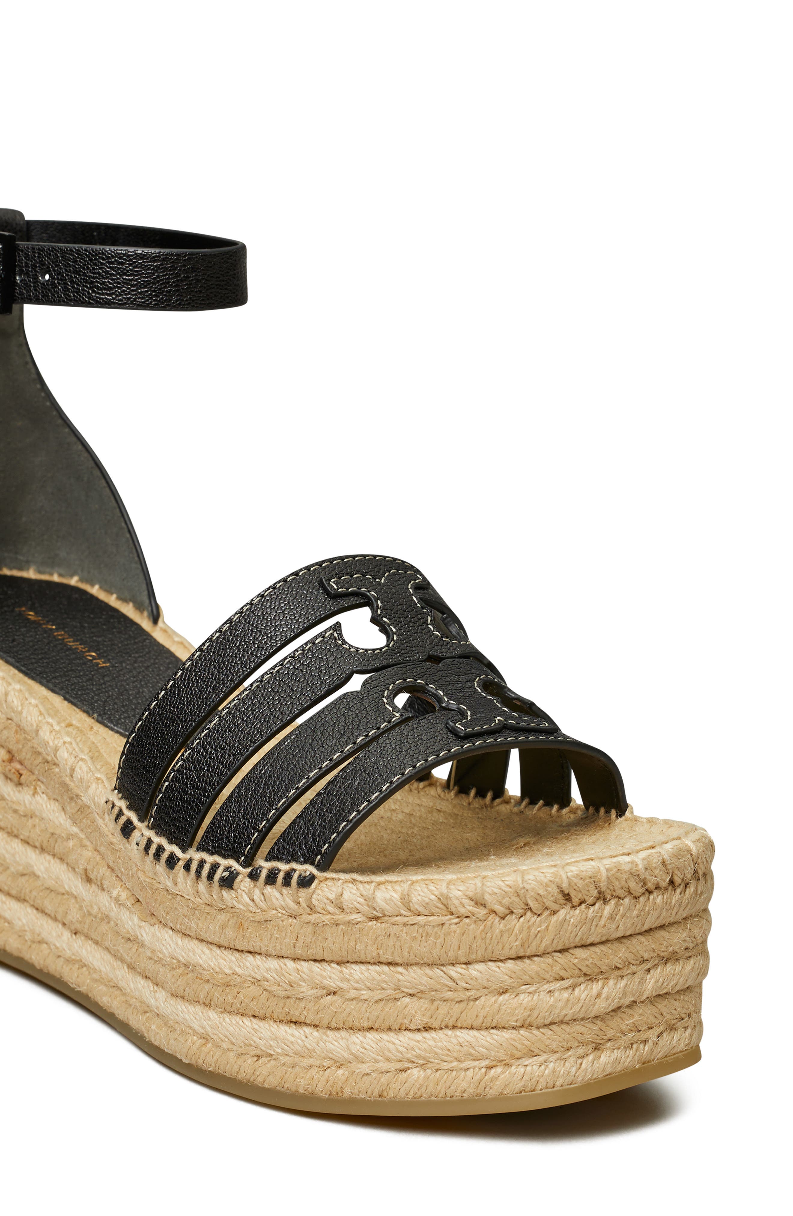 Tory Burch Ines Ankle Strap Espadrille Platform Wedge Sandal, Alternate, color, 