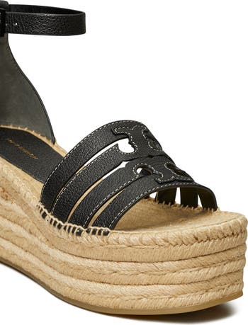 Tory Burch Ines Ankle Strap Espadrille Platform Wedge Sandal