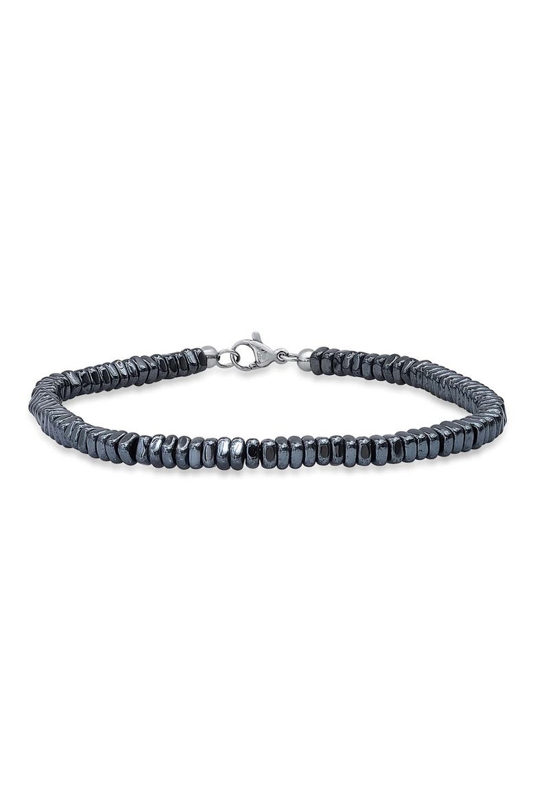 Men's Hematite Bead Bracelet, Main, color, GUNMETAL