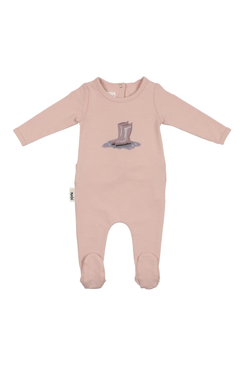 Rainboot Print Cotton Blend Footie, Main, color, MAUVE